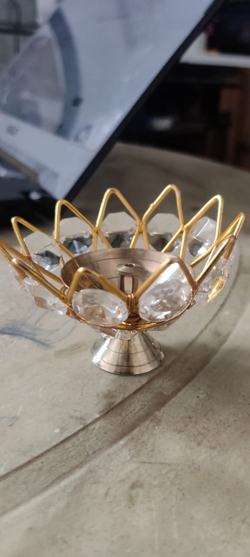 Brass Crystal Diya
