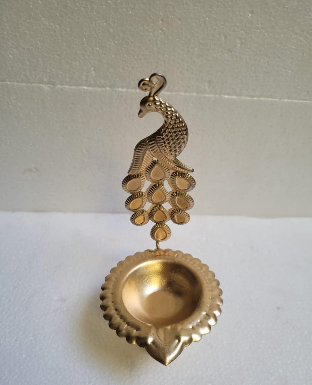 Peacock diya brass coted