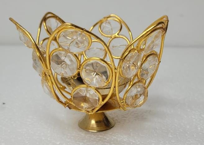 Brass Crystal Diya