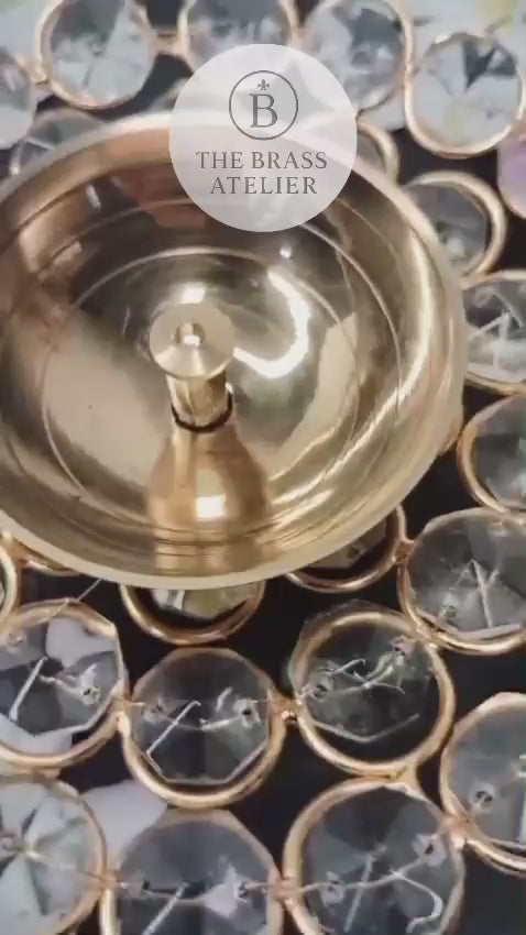 Brass Crystal Diya Round Shape